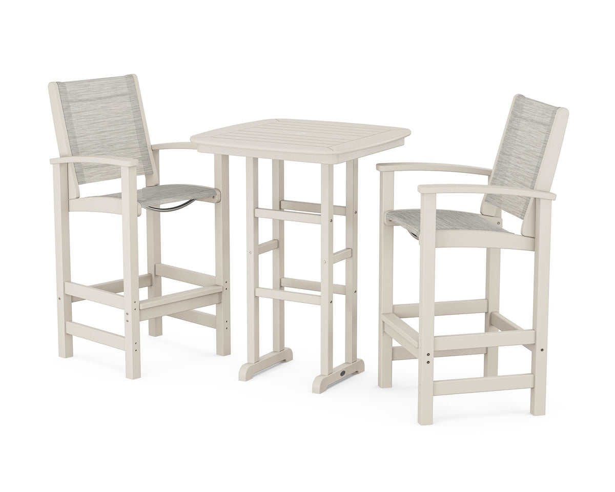 POLYWOOD Coastal 3-Piece Bar Set in Sand / Birch