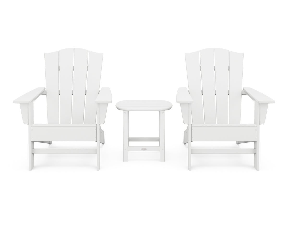 POLYWOOD Wave 3-Piece Adirondack Chair Set with The Crest Chairs in White