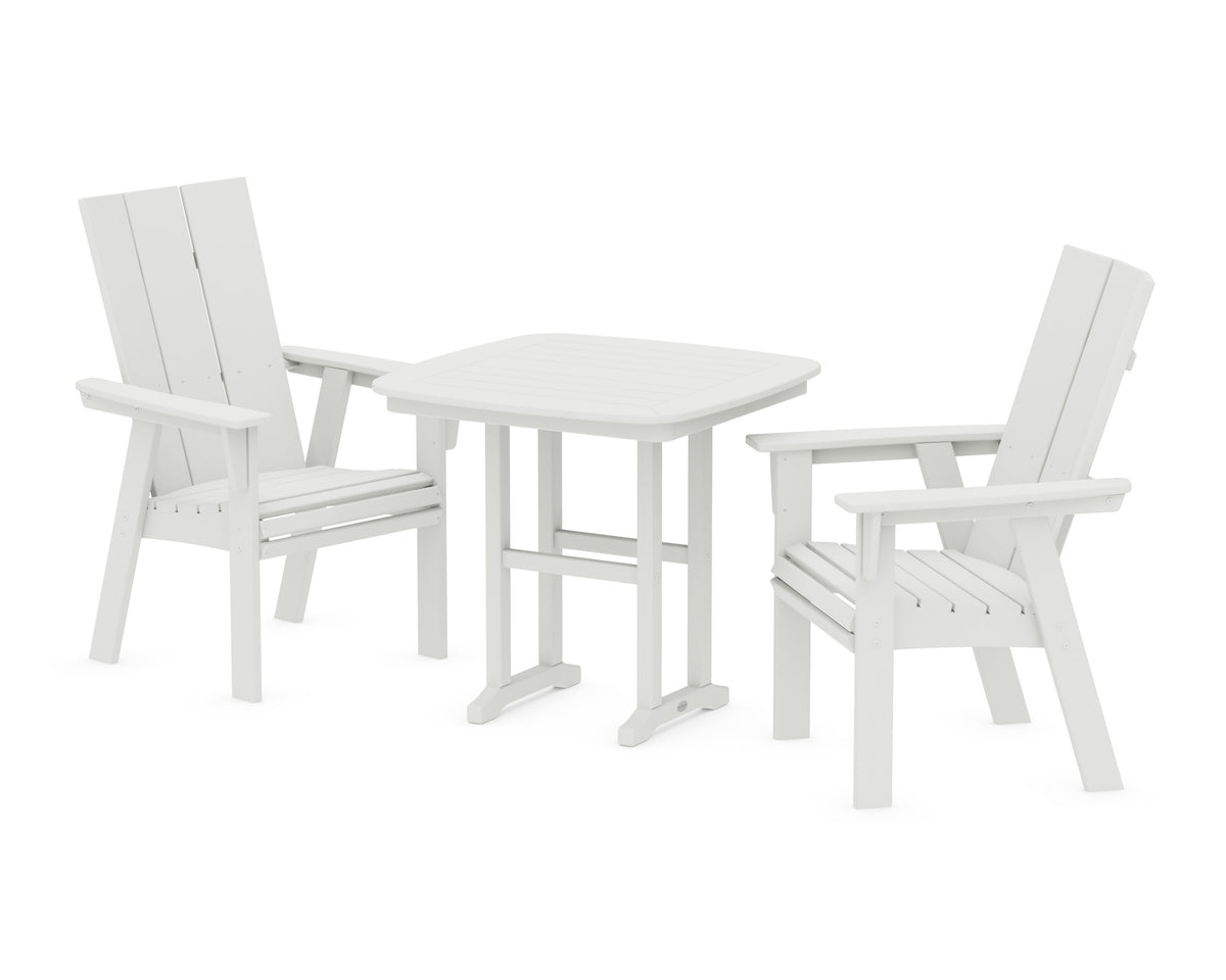 POLYWOOD Modern Curveback Adirondack 3-Piece Dining Set in Vintage White