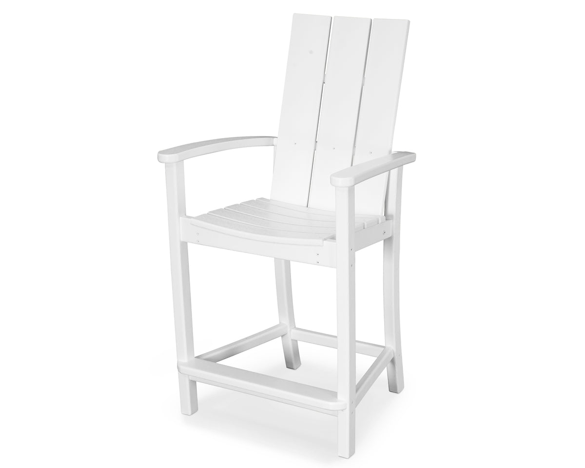 POLYWOOD Modern Adirondack Counter Chair in White