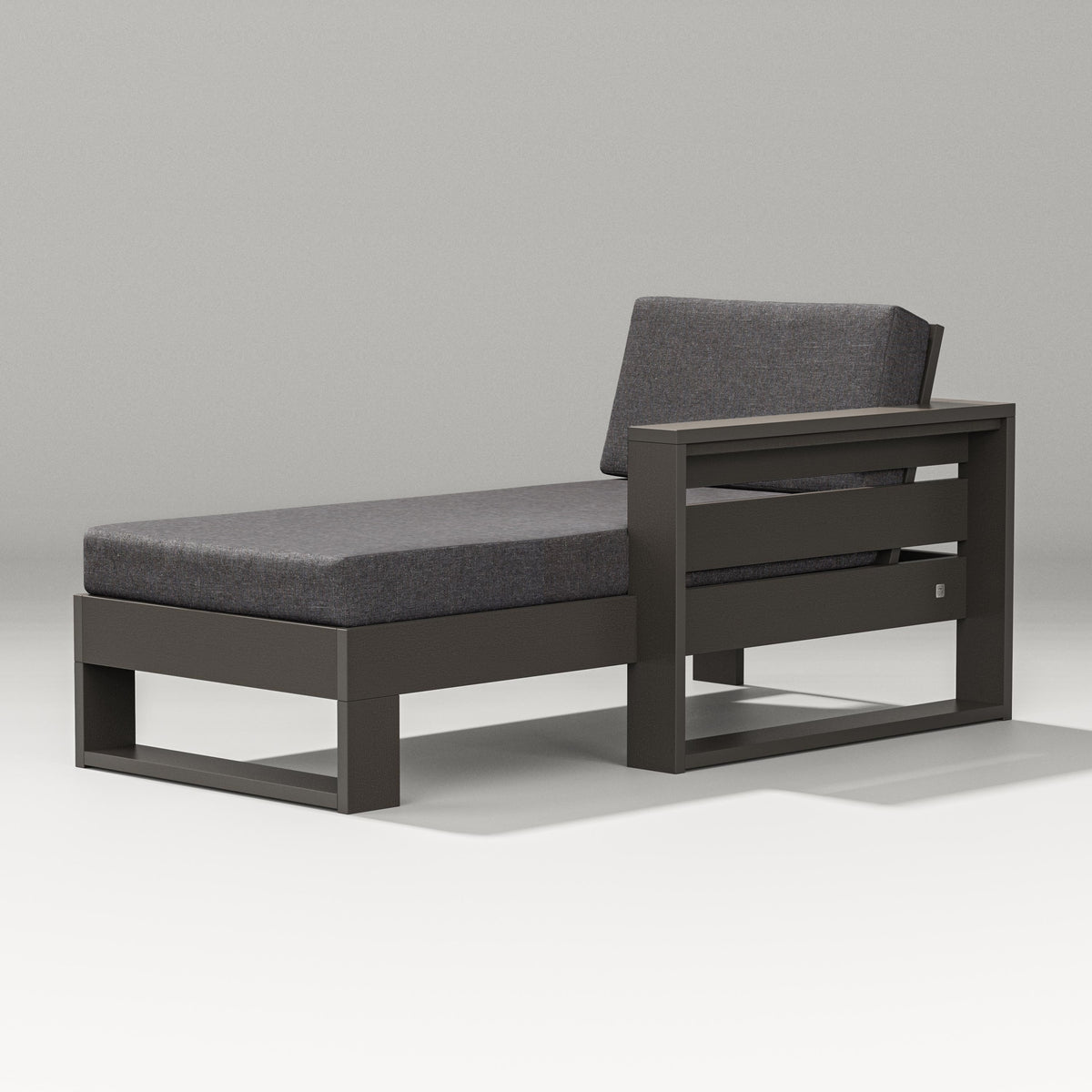 POLYWOOD Latitude Modular Right Arm Chaise in Vintage Coffee / Ash Charcoal