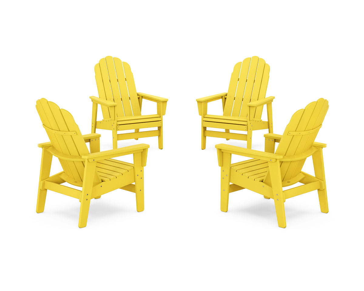 POLYWOOD 4-Piece Vineyard Grand Upright Adirondack Chair Conversation Set in Lemon