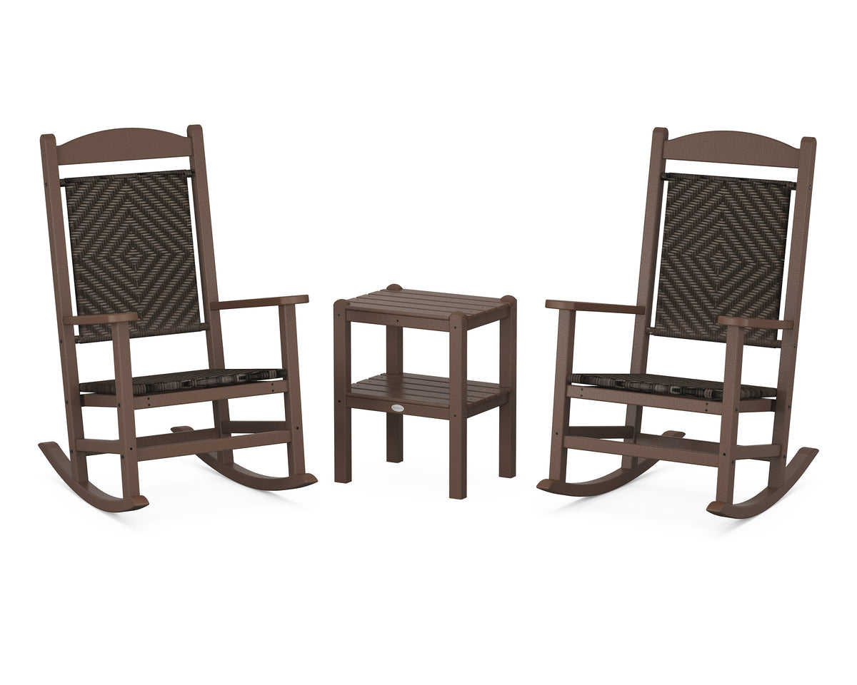 POLYWOOD Presidential Woven Rocker 3-Piece Set in Mahogany / Cahaba
