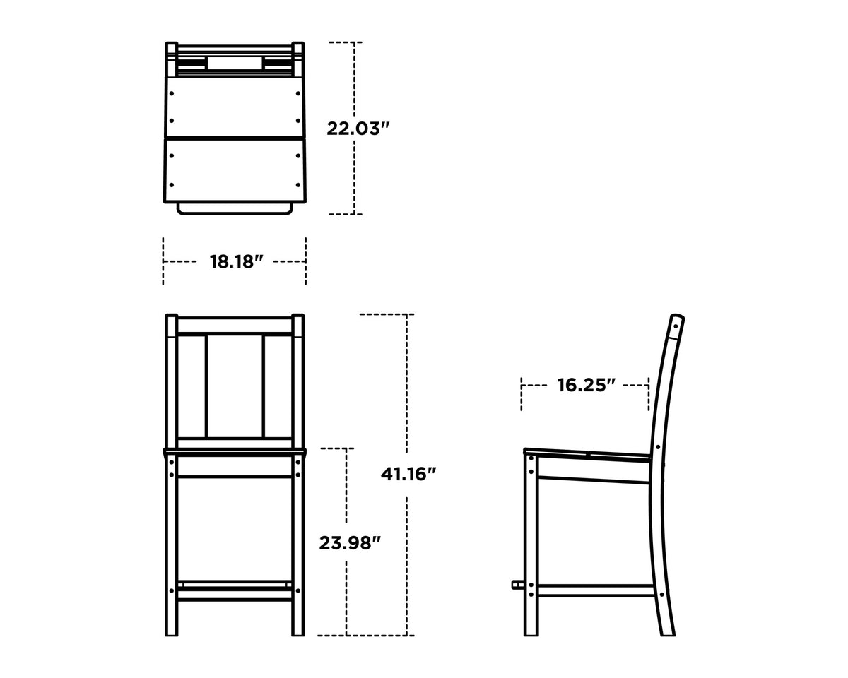 POLYWOOD Prairie Counter Side Chair dimensions