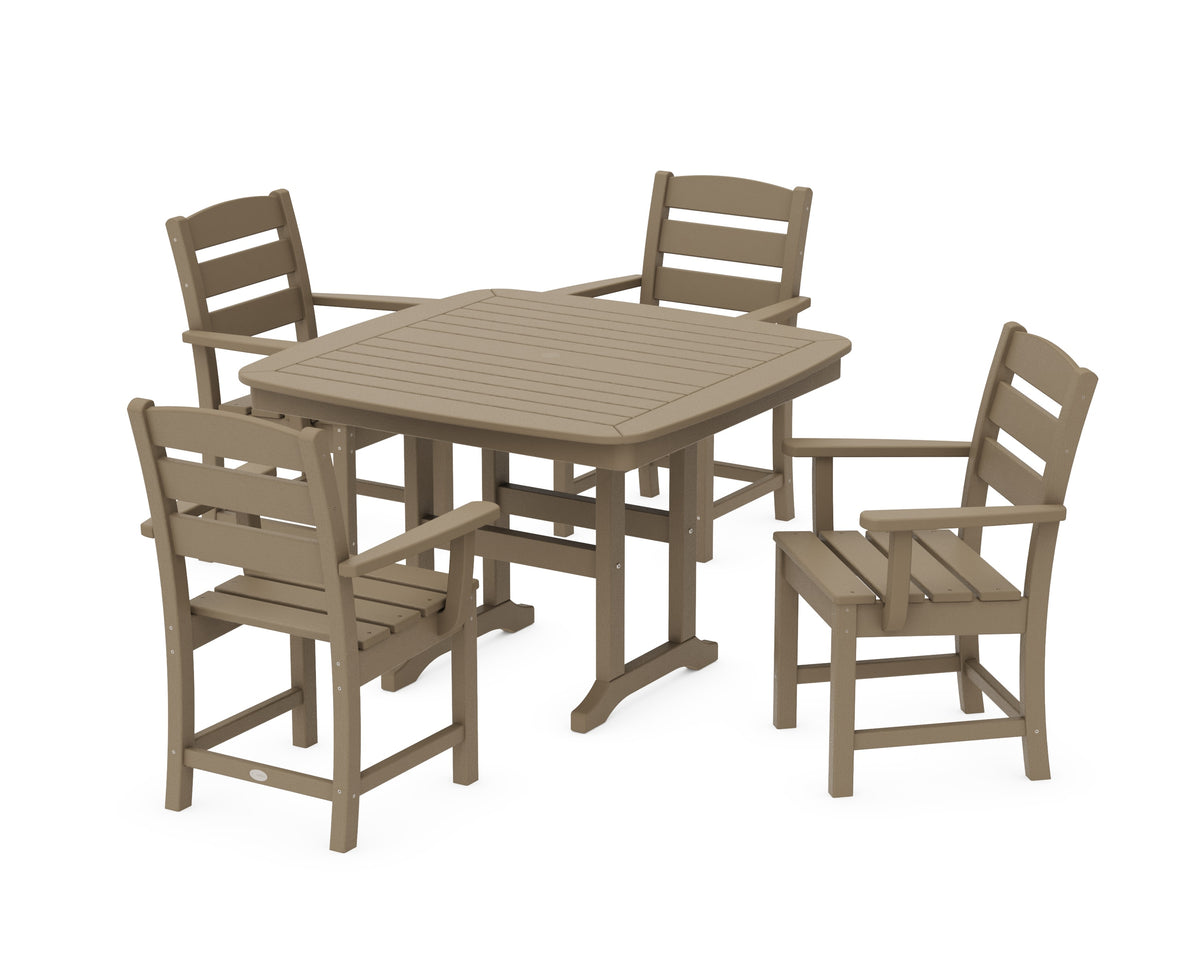 POLYWOOD Lakeside 5-Piece Dining Set with Trestle Legs - 44" Table in Vintage Sahara