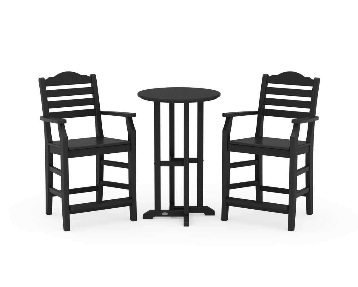 POLYWOOD Savannah 3-Piece Farmhouse Counter Set in Black