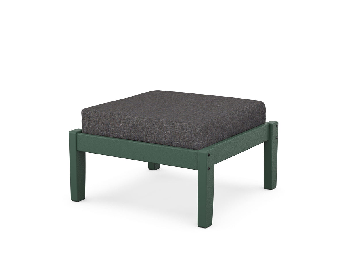 POLYWOOD Deep Seating Ottoman in Green / Ash Charcoal