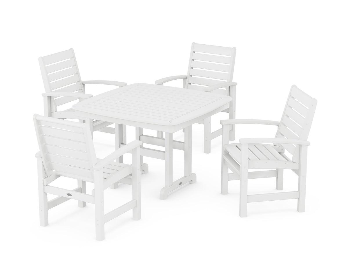 POLYWOOD Signature 5-Piece Dining Set - 44" Table in White