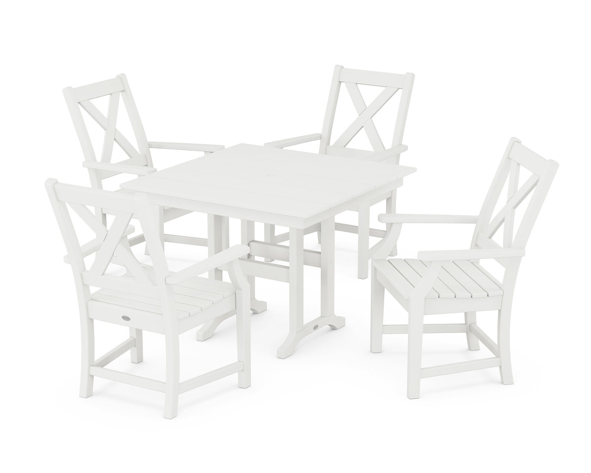 POLYWOOD Braxton 5-Piece Farmhouse Dining Set in Vintage White