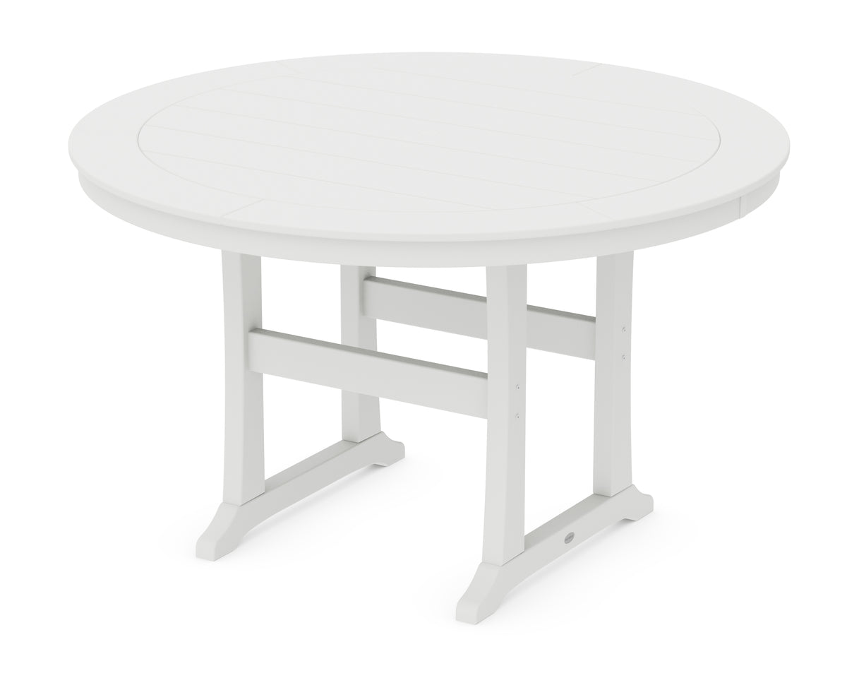 POLYWOOD Nautical Trestle 60" Round Counter Table in White