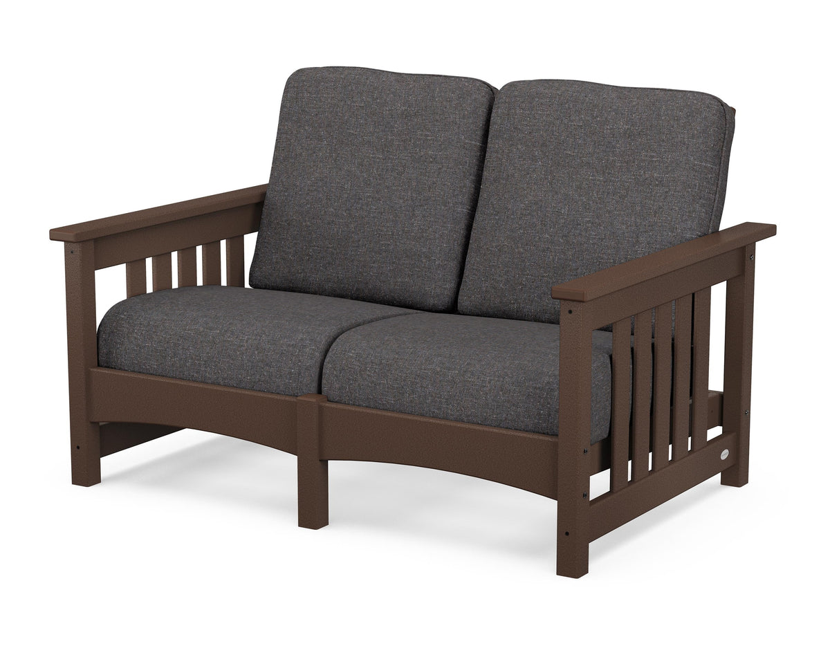 POLYWOOD Club Mission Loveseat in Mahogany / Ash Charcoal