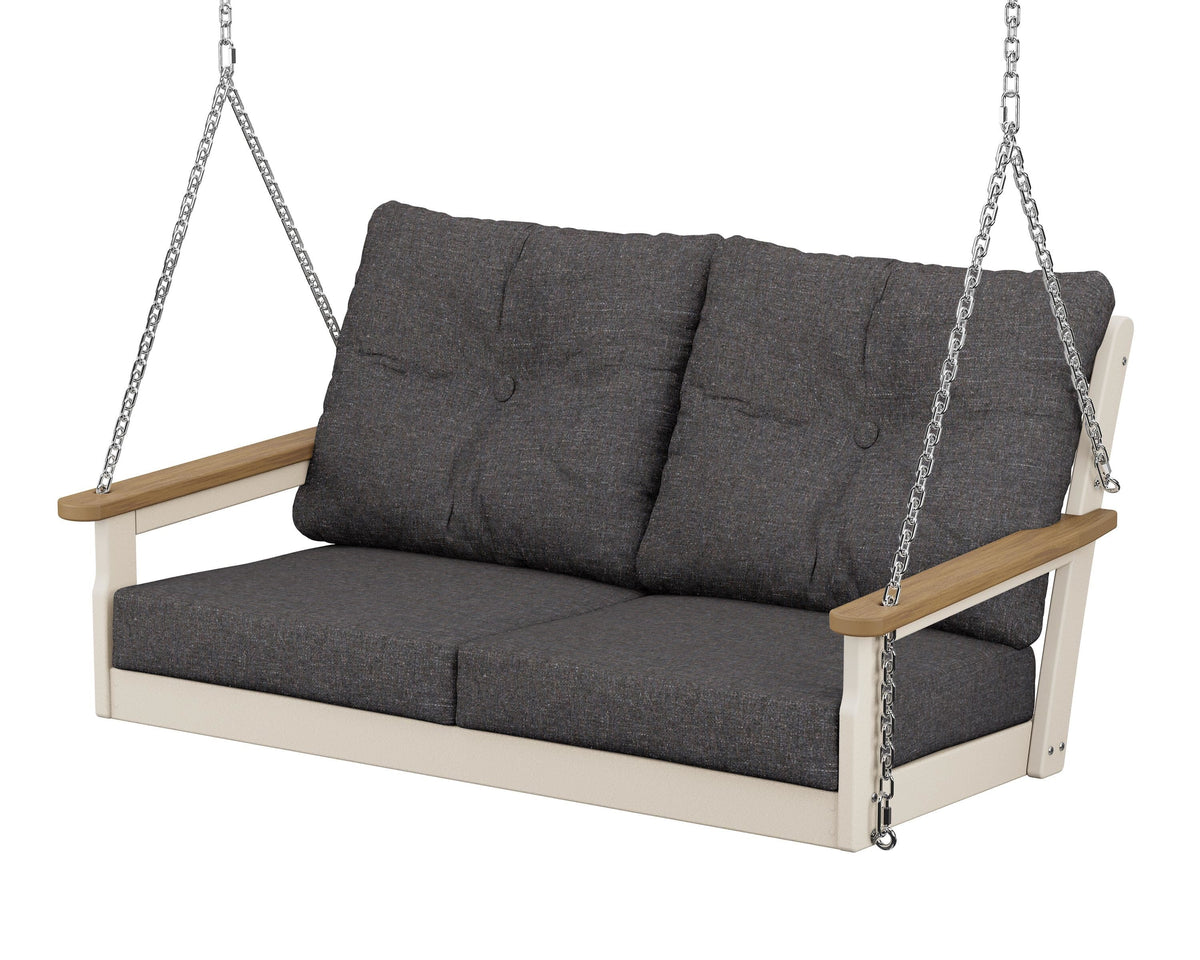 POLYWOOD Vineyard Deep Seating Swing in Sand / Natural / Ash Charcoal