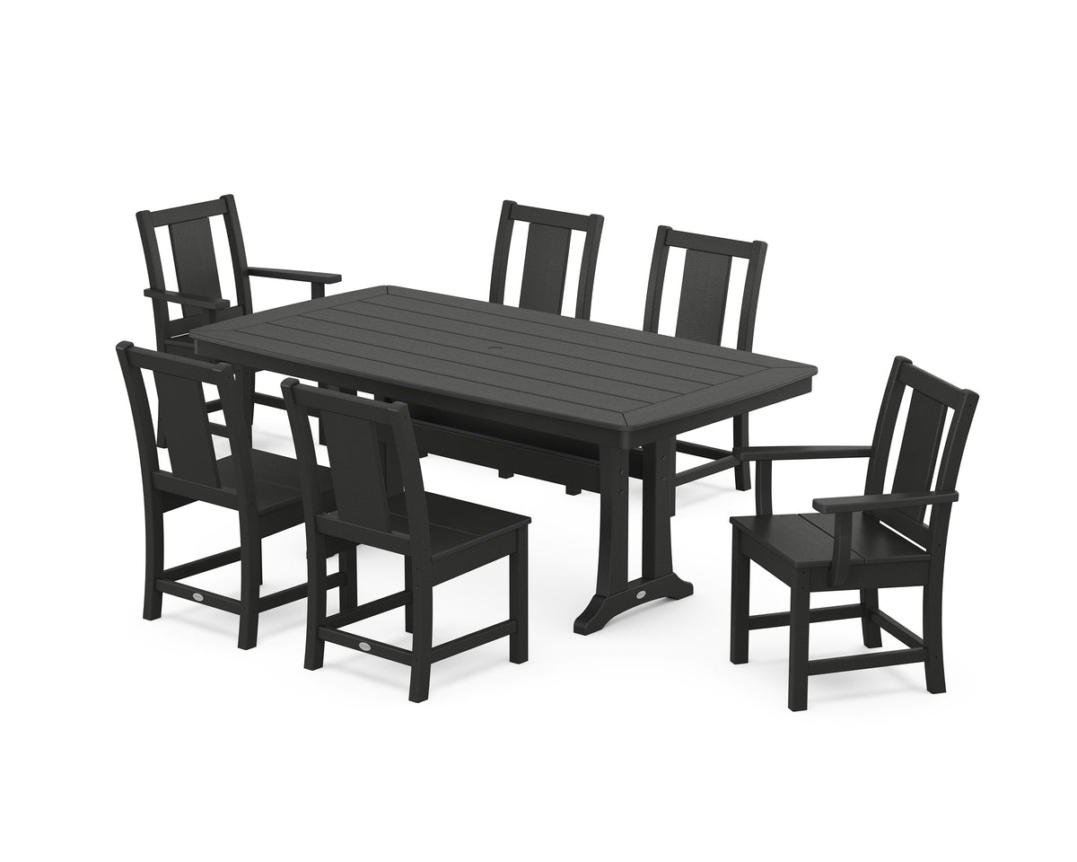 POLYWOOD Prairie 7-Piece Dining Set with Trestle Legs in Black