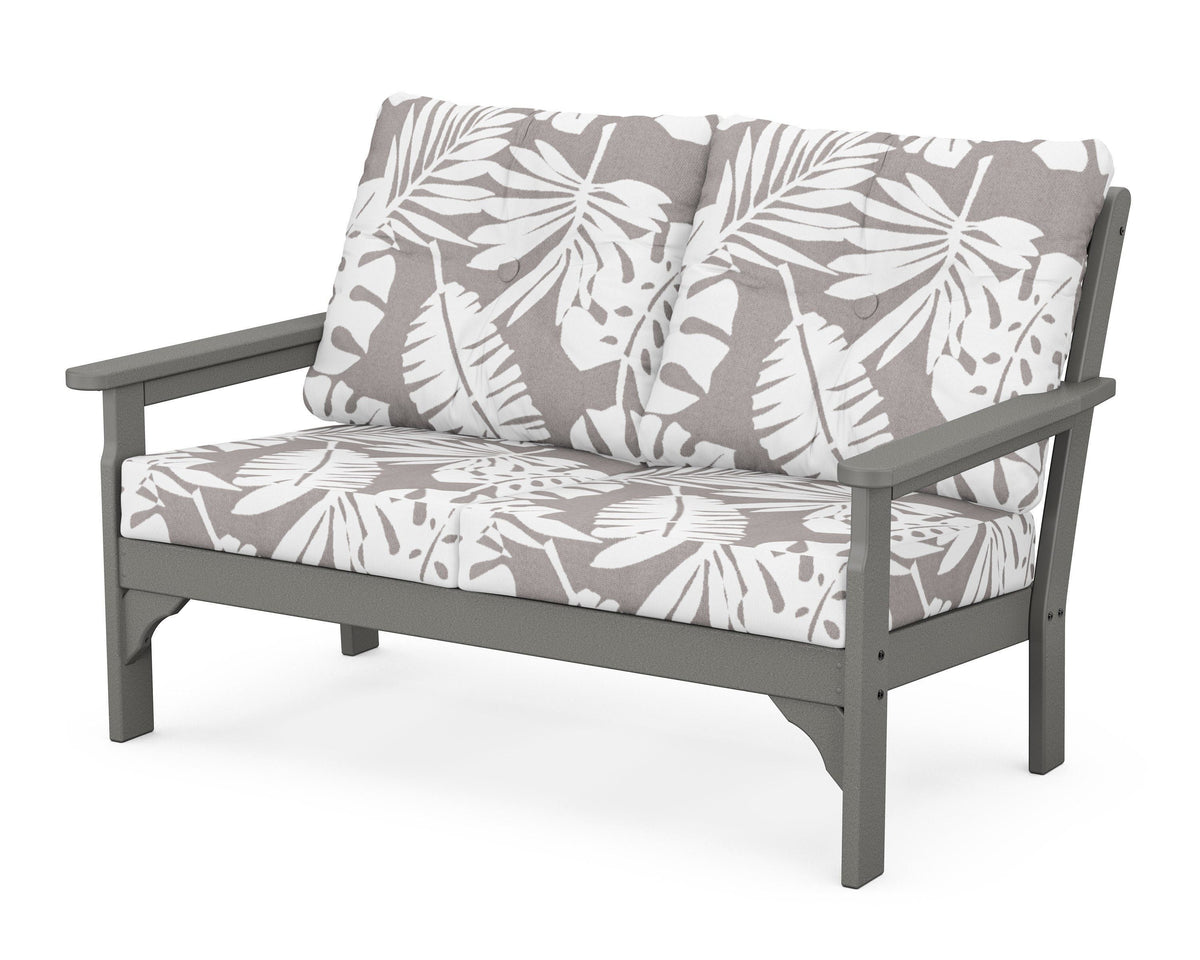 POLYWOOD Vineyard Deep Seating Loveseat in Slate Grey / Leaf Grey Mist