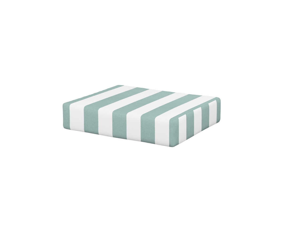 POLYWOOD Acadia Ottoman Cushion in Cabana Stripe Glacier Spa
