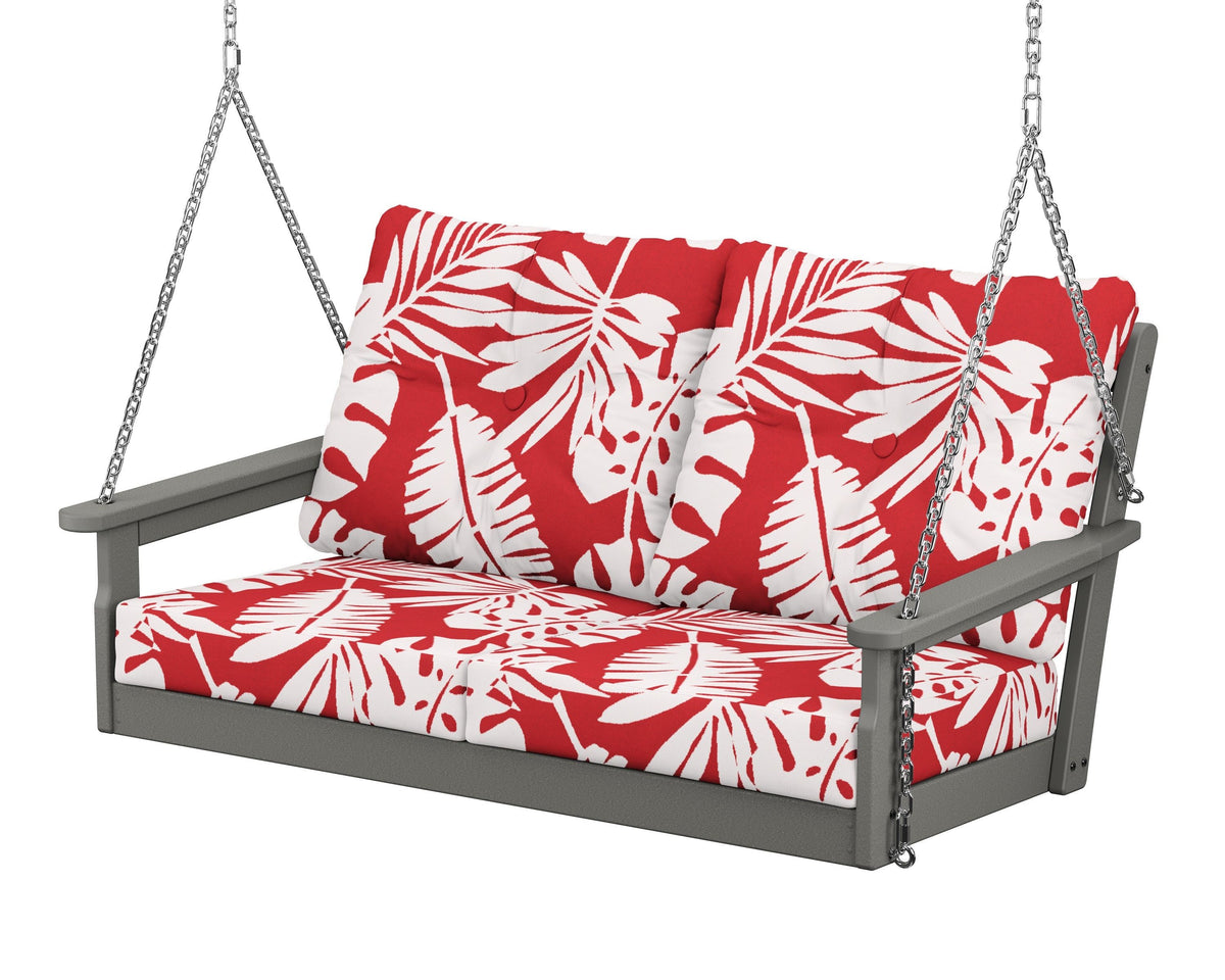 POLYWOOD Vineyard Deep Seating Swing in Slate Grey / Leaf Crimson