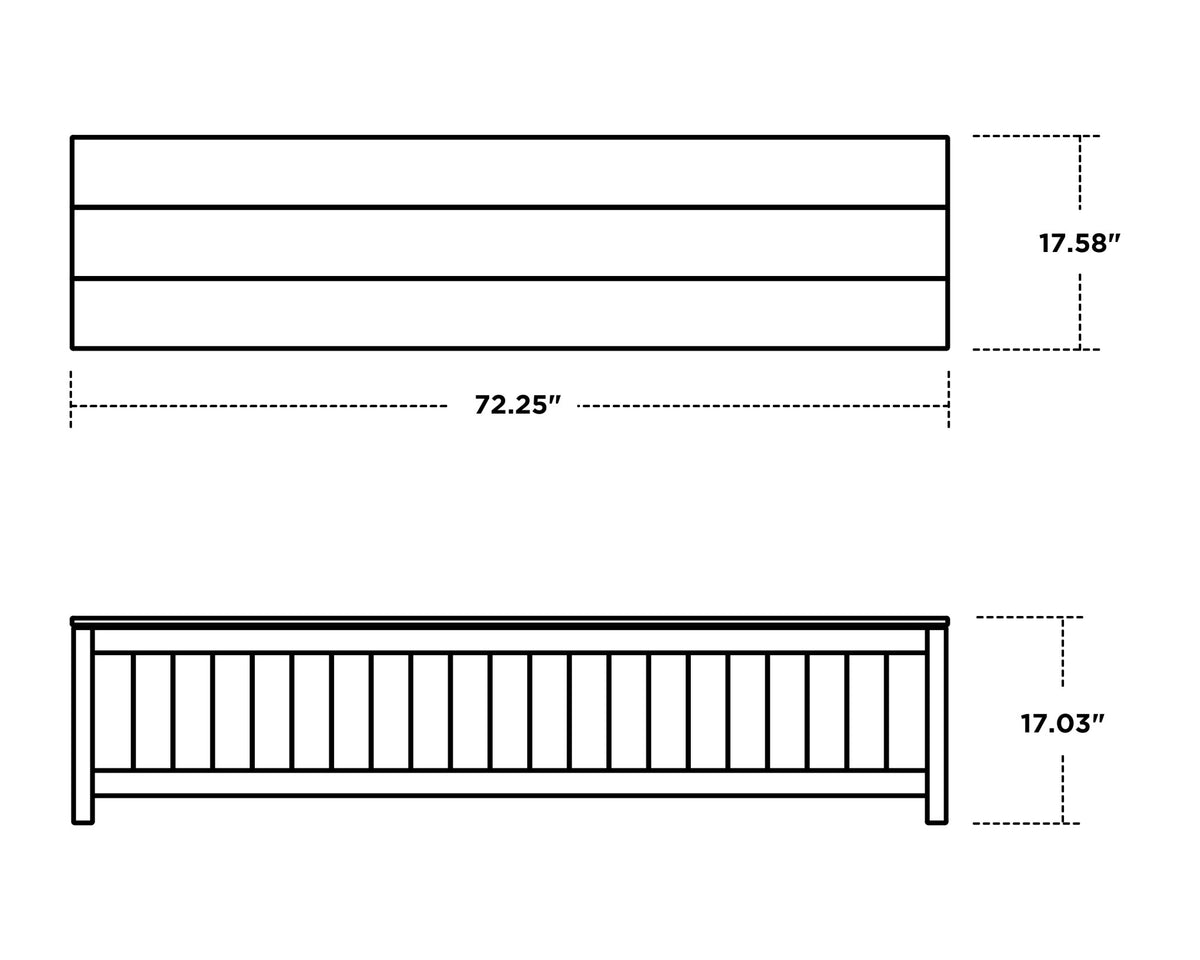 POLYWOOD Vineyard 72" Storage Bench dimensions
