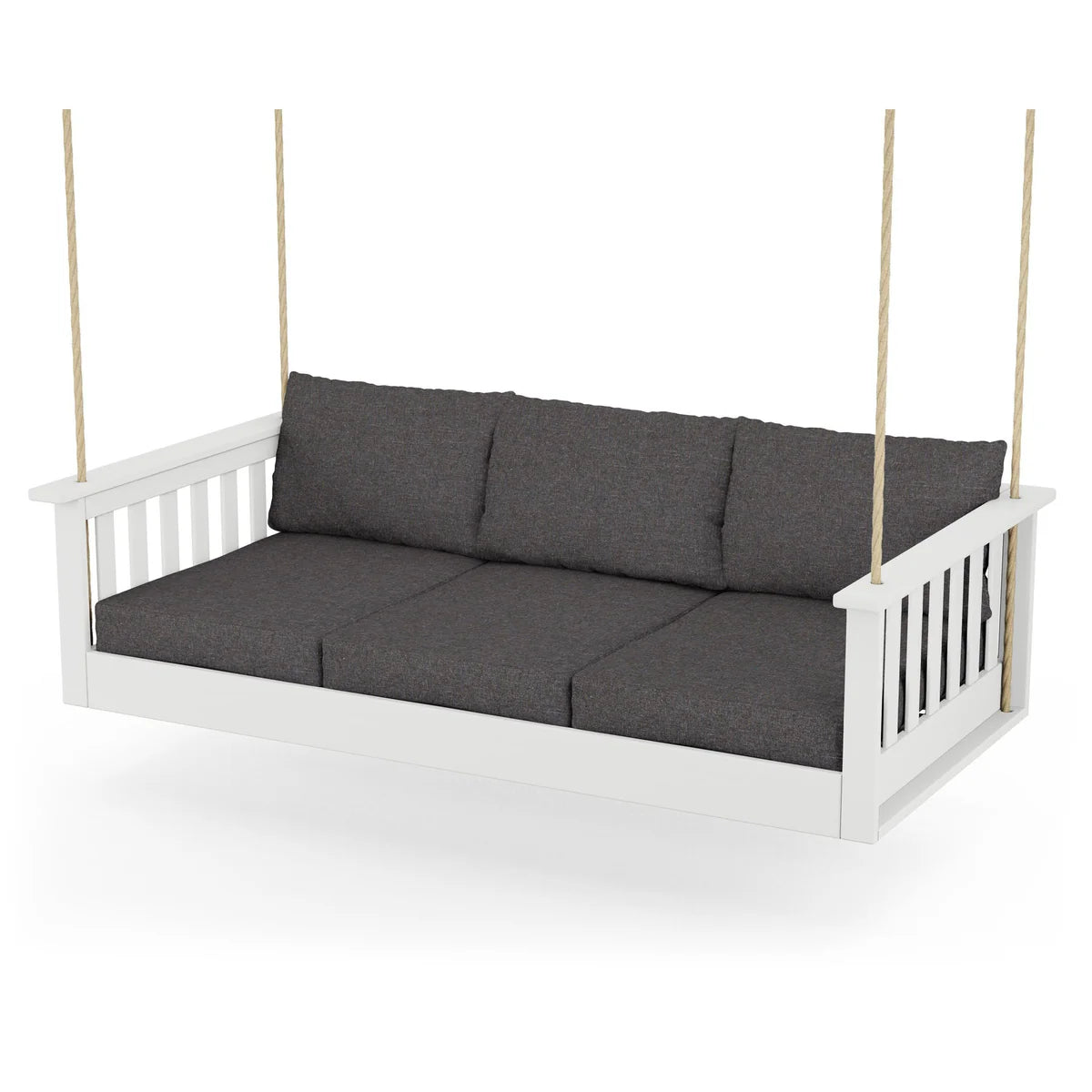 POLYWOOD Vineyard Daybed Swing in White / Ash Charcoal