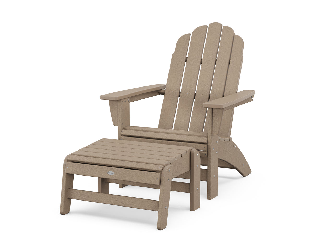 POLYWOOD Vineyard Grand Adirondack Chair with Ottoman in Vintage Sahara