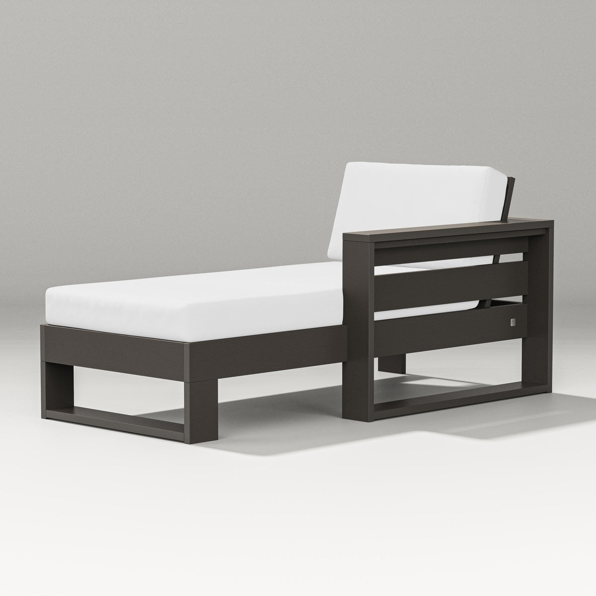 POLYWOOD Latitude Modular Right Arm Chaise in Vintage Coffee / Natural