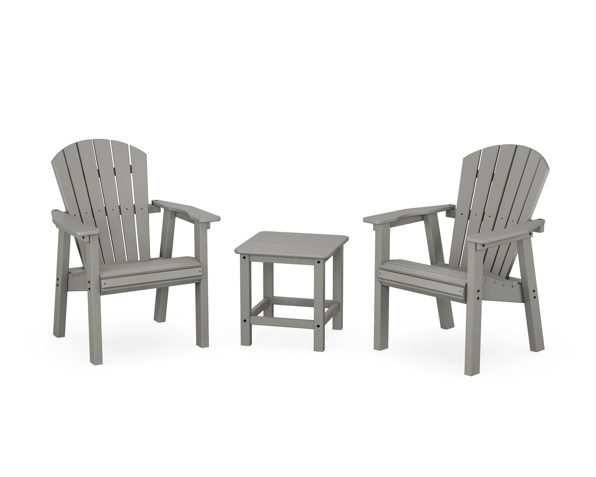 POLYWOOD Seashell 3-Piece Upright Adirondack Chair Set in Slate Grey