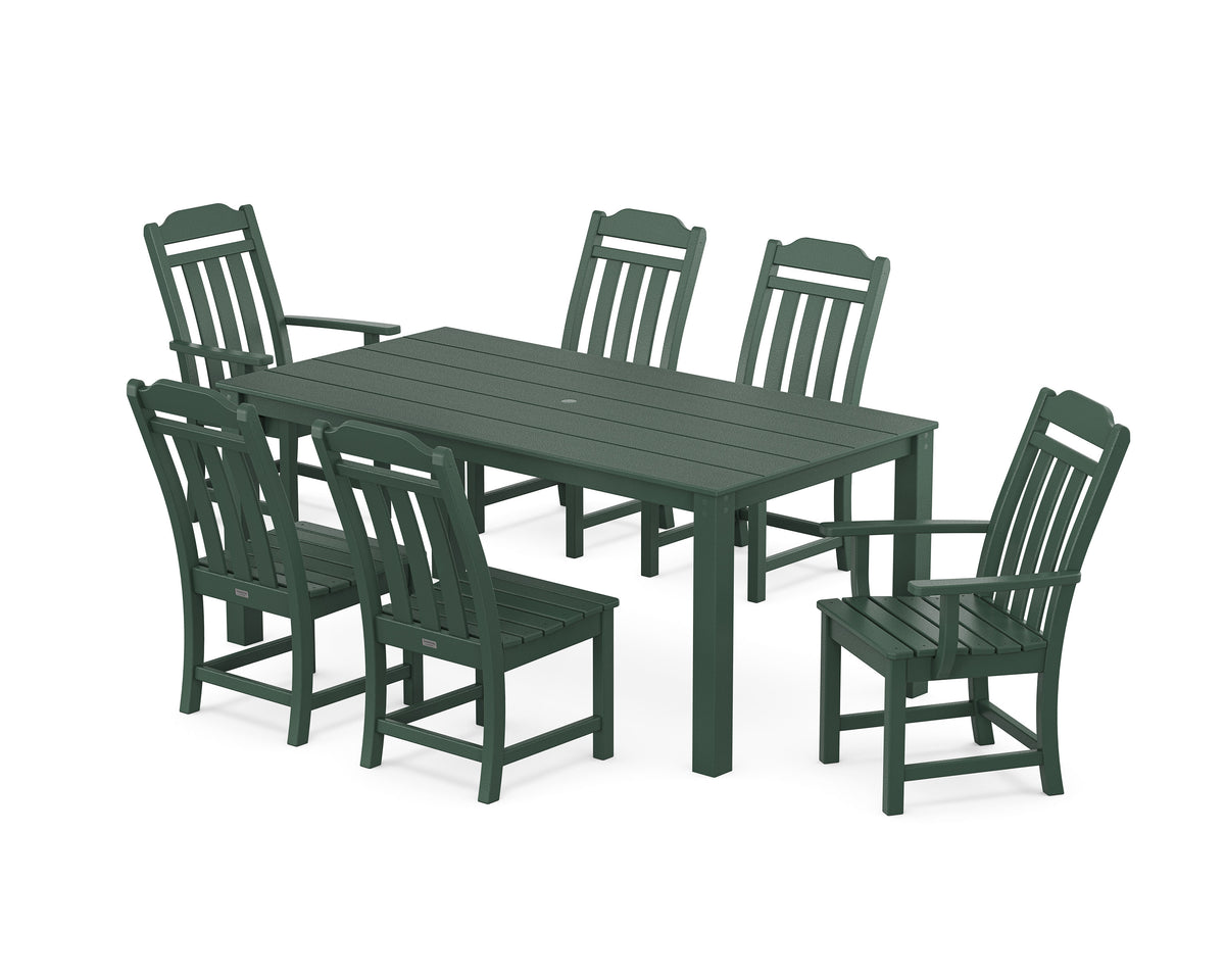POLYWOOD Cottage 7-Piece Parsons Dining Set in Green