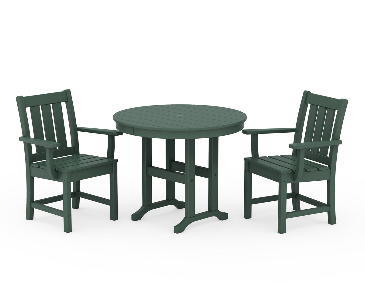 POLYWOOD Oxford 3-Piece Farmhouse Dining Set in Green