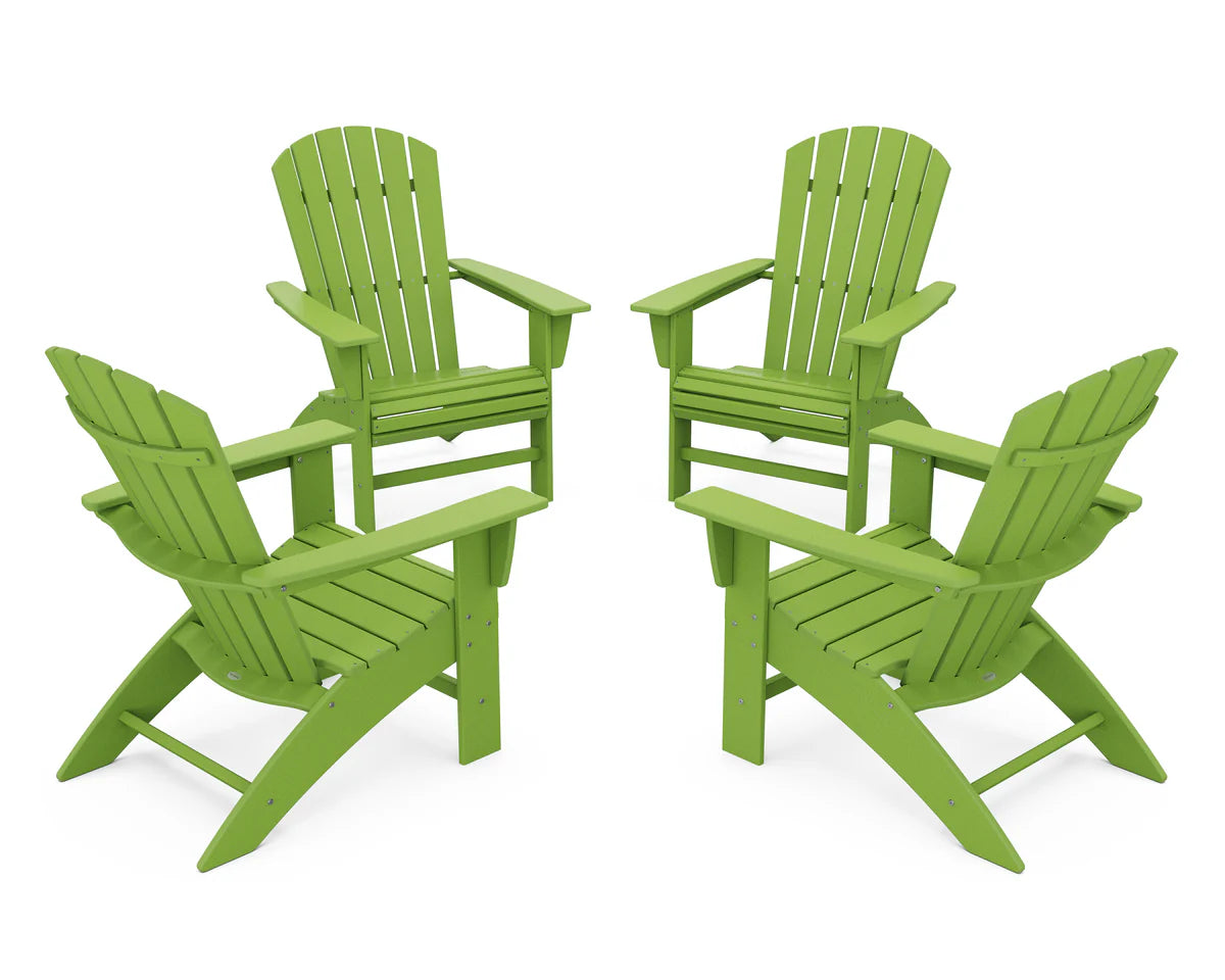 POLYWOOD 4-Piece Nautical Curveback Adirondack Chair Conversation Set