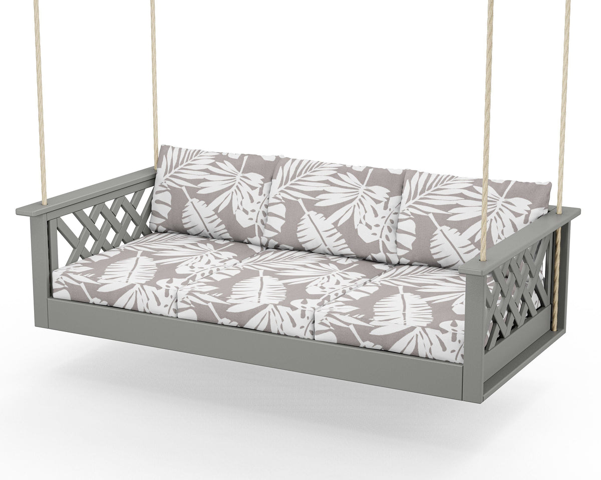 POLYWOOD Wovendale Daybed Swing in Slate Grey / Leaf Grey Mist