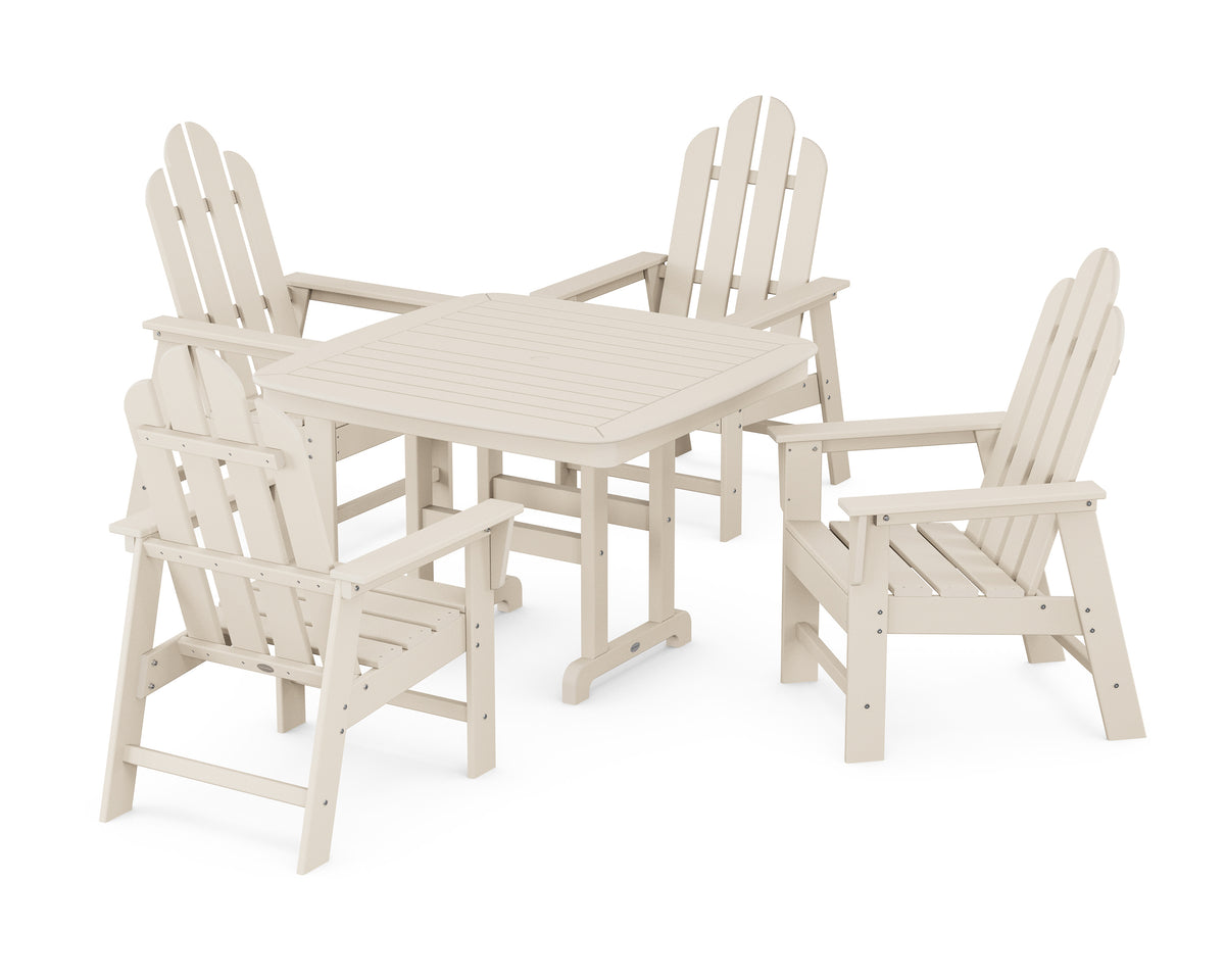 POLYWOOD Long Island 5-Piece Dining Set with Trestle Legs - 44" Table in Sand