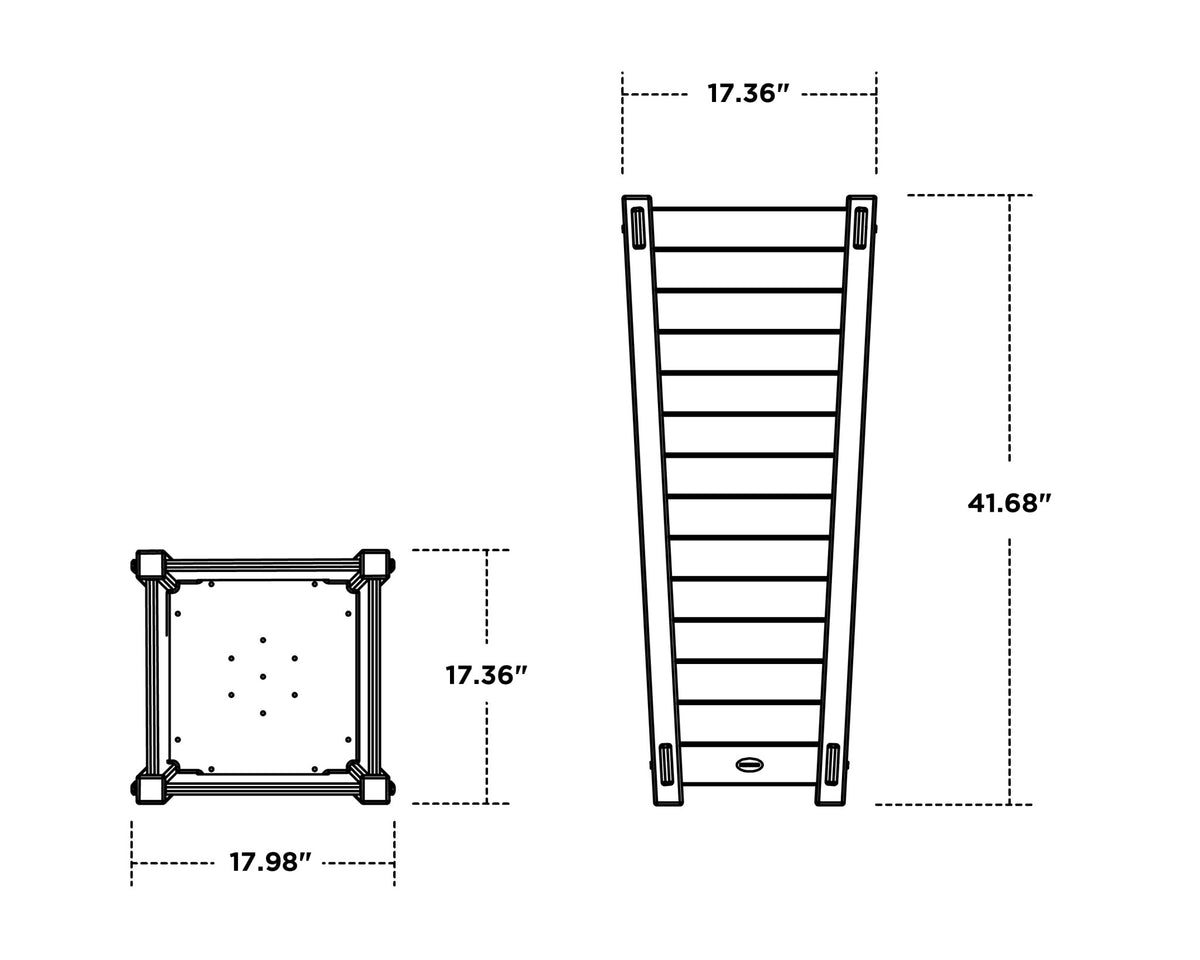 POLYWOOD Nautical Tapered Square Tall Planter Box dimensions