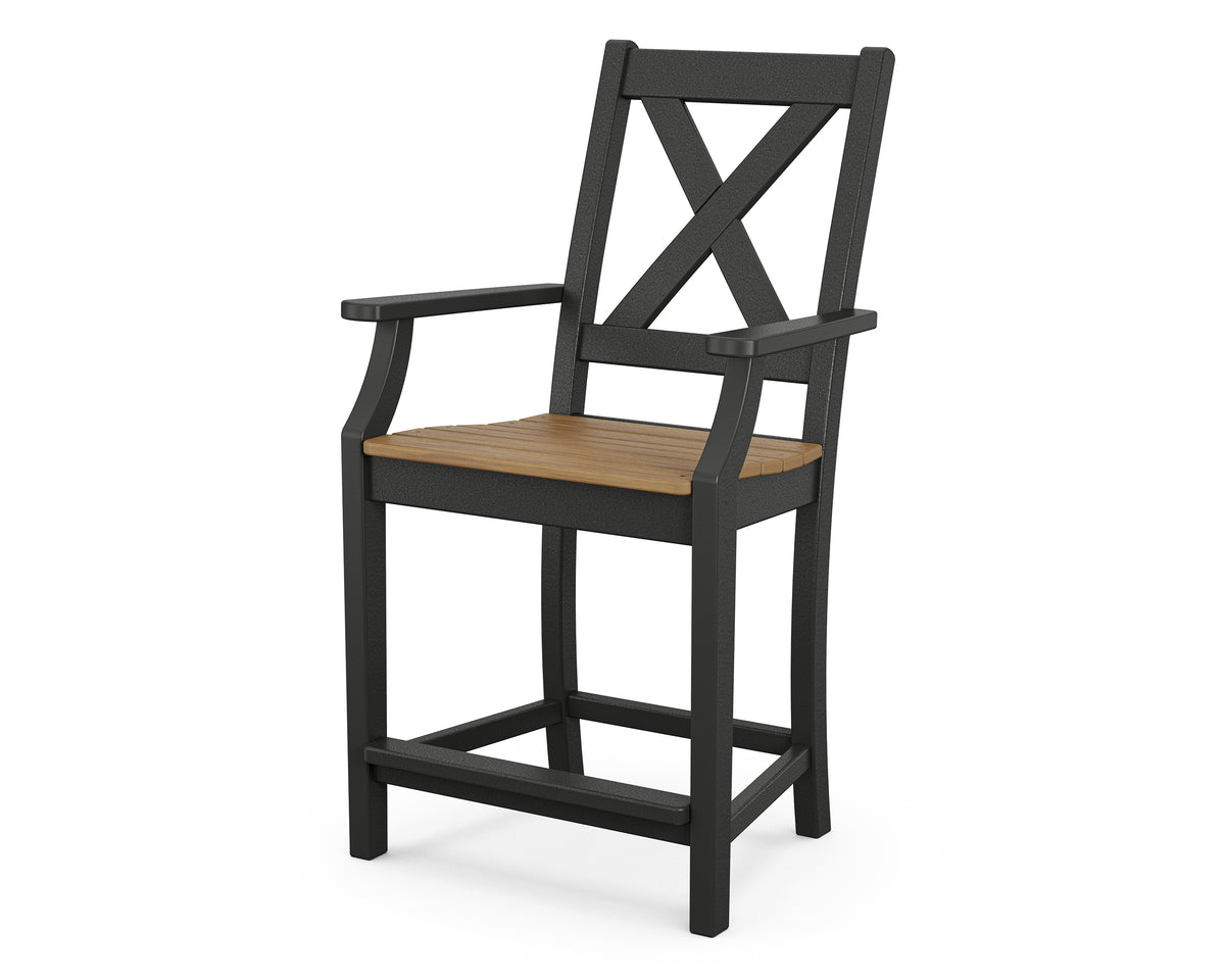 POLYWOOD Braxton Counter Arm Chair in Black / Natural