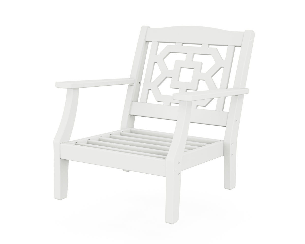 POLYWOOD Chinoiserie Deep Seating Chair Frame in White