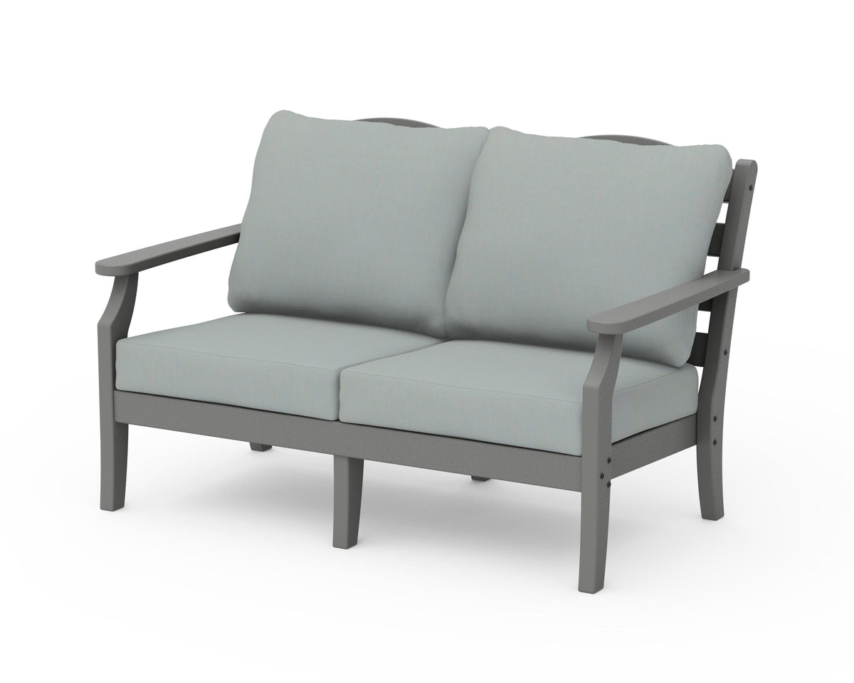 POLYWOOD Savannah Deep Seating Loveseat in Slate Grey / Spa