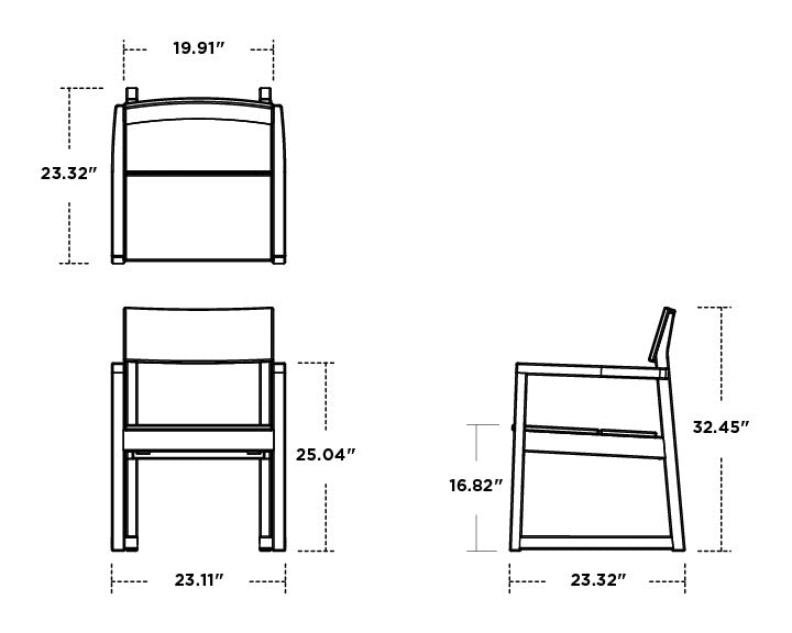 POLYWOOD EDGE Dining Arm Chair dimensions