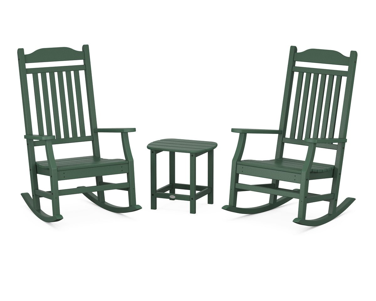 POLYWOOD Cottage Rocking Chair 3-Piece Set in Green