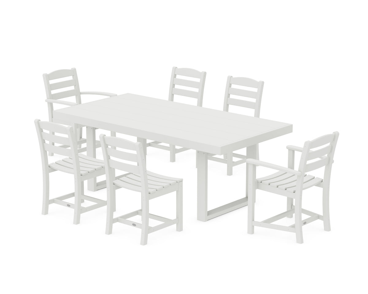 POLYWOOD La Casa Café 7-Piece Dining Set - 39" x 78" Table in Vintage White
