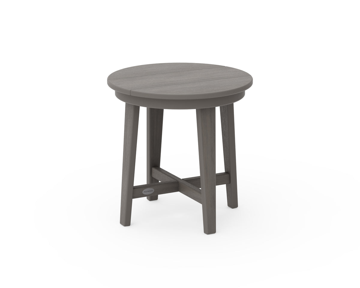 POLYWOOD Newport 19" Round End Table in Driftwood