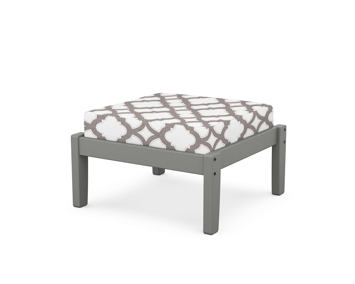 POLYWOOD Deep Seating Ottoman in Slate Grey / Trellis Grey Mist