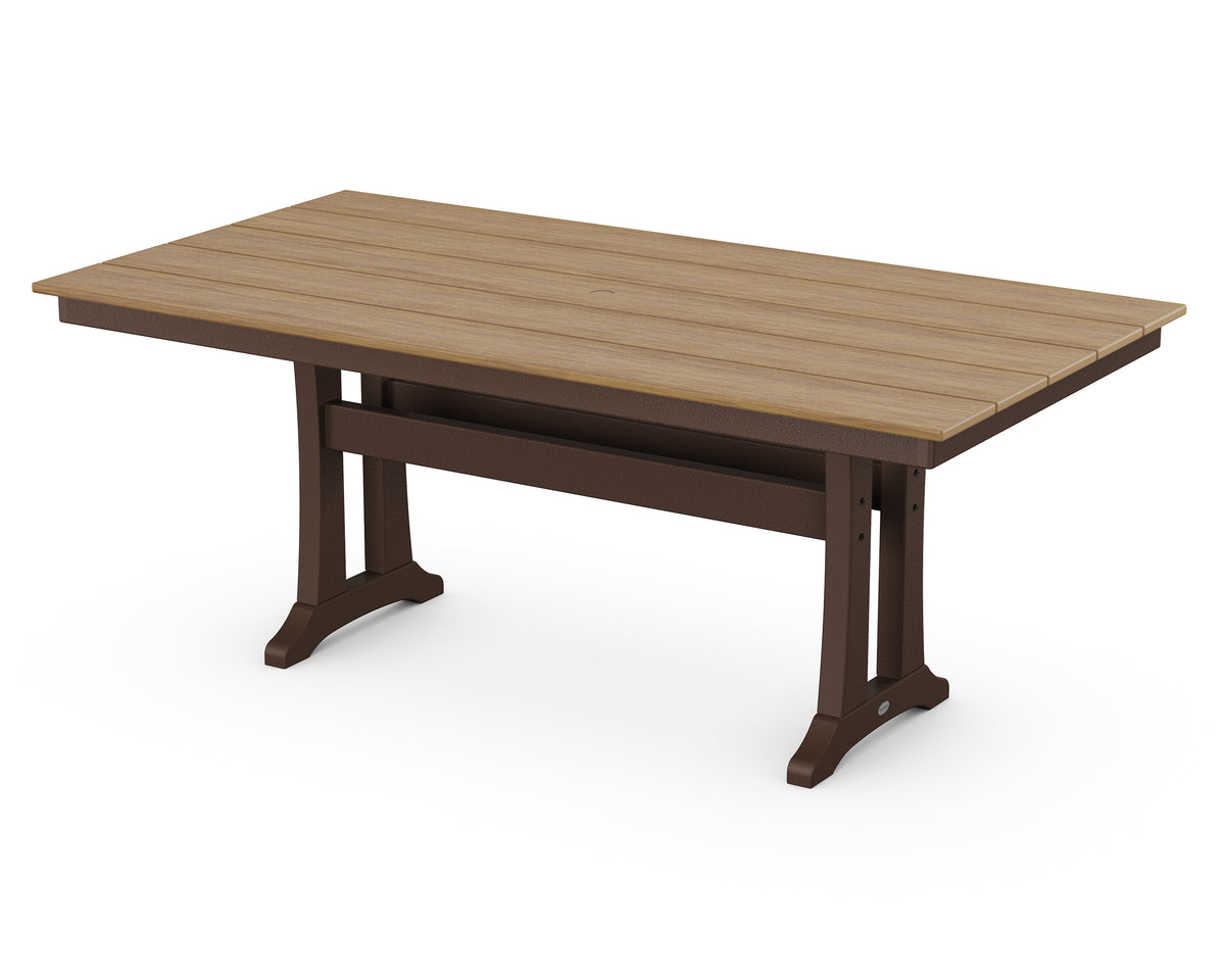 POLYWOOD Farmhouse Trestle 37" x 72" Dining Table in Mahogany / Natural