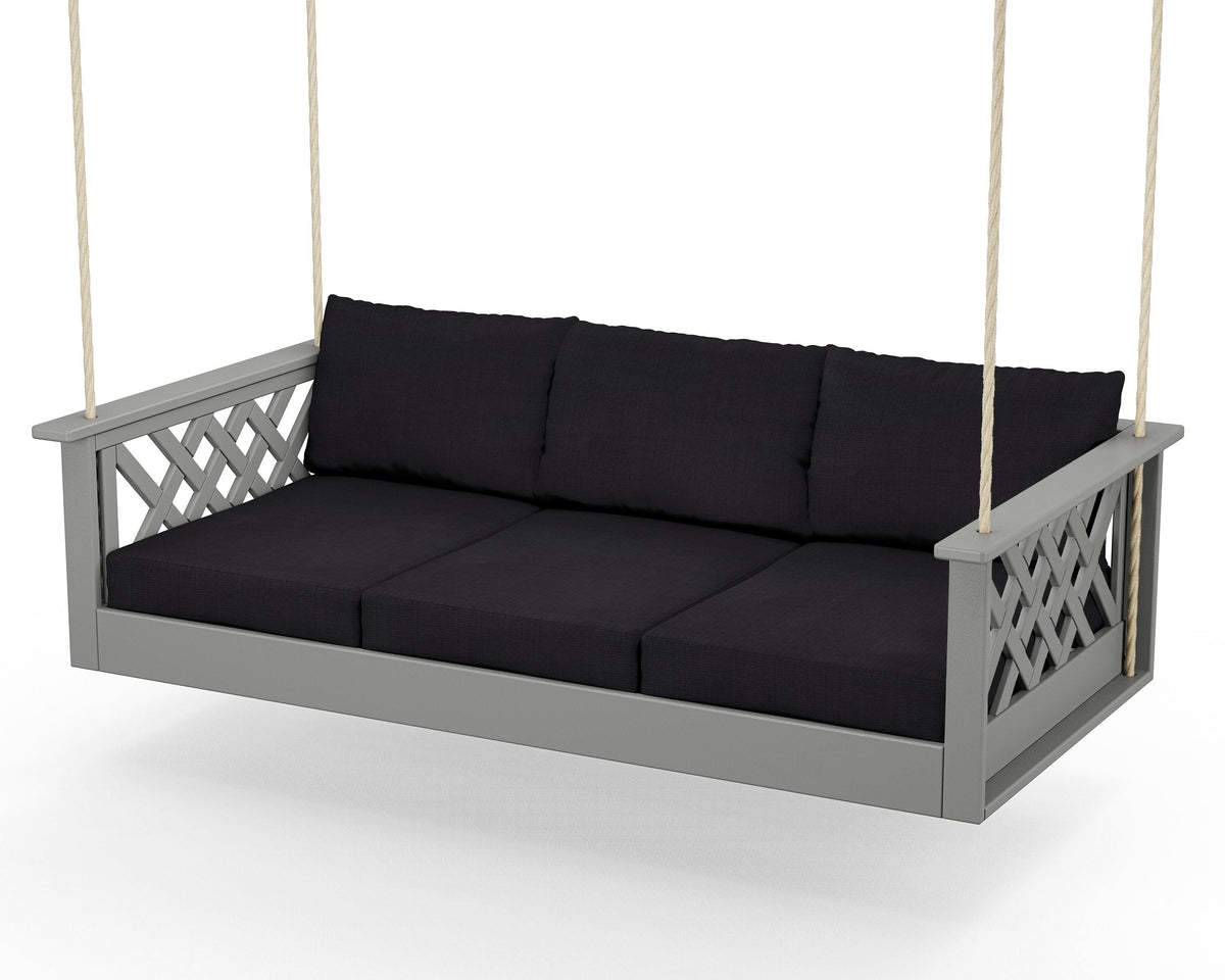 POLYWOOD Wovendale Daybed Swing in Slate Grey / Midnight Linen
