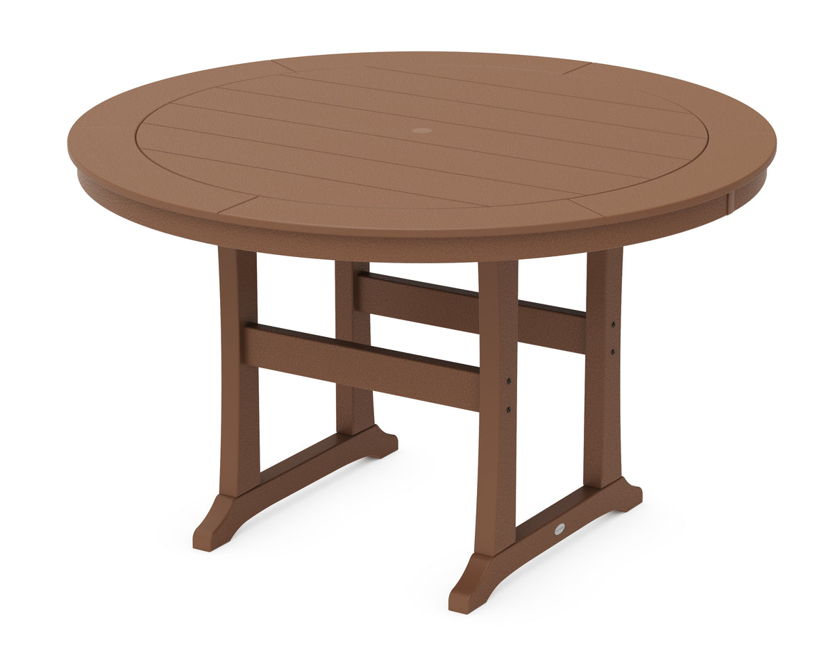 POLYWOOD Nautical Trestle 60" Round Counter Table in Teak