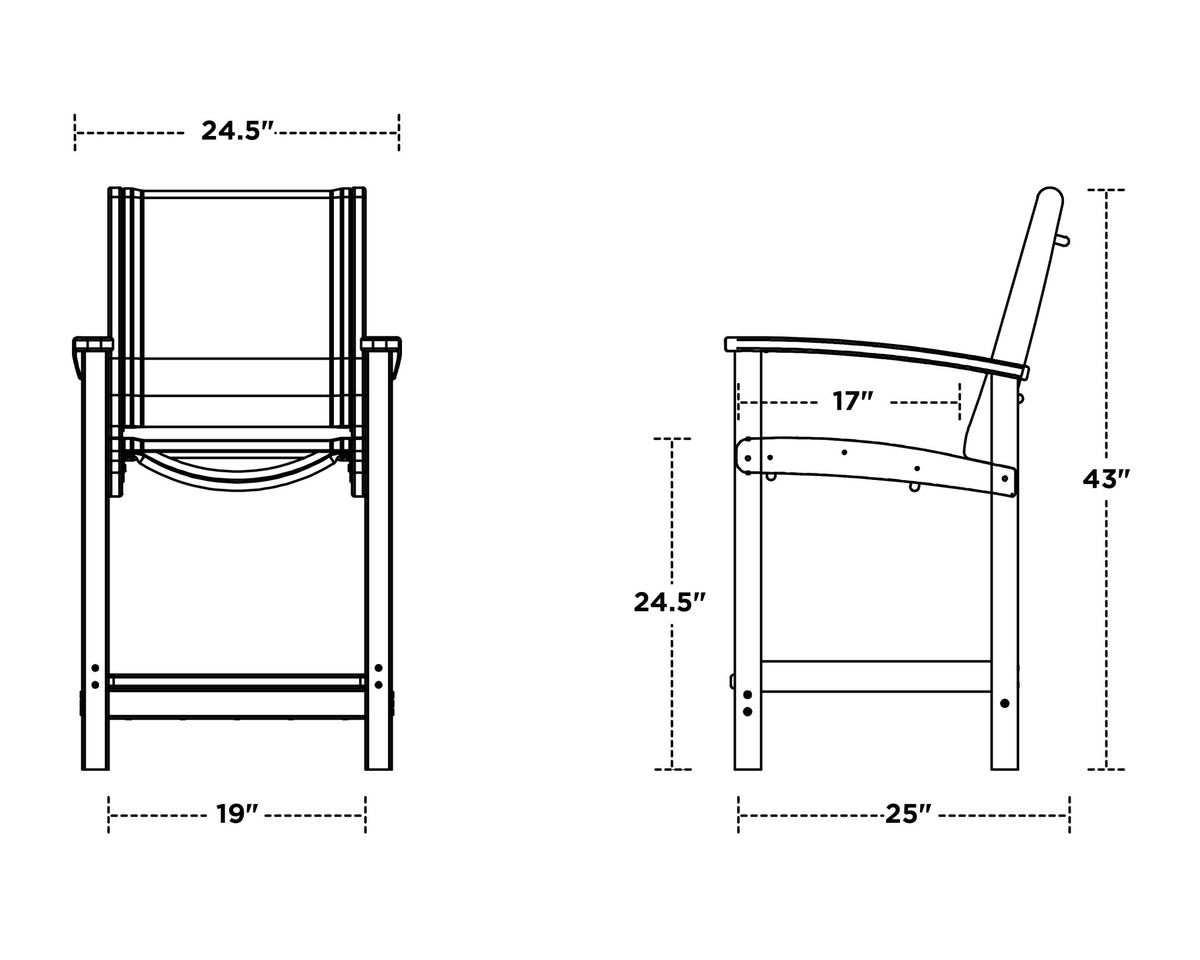 POLYWOOD Coastal Counter Chair dimensions