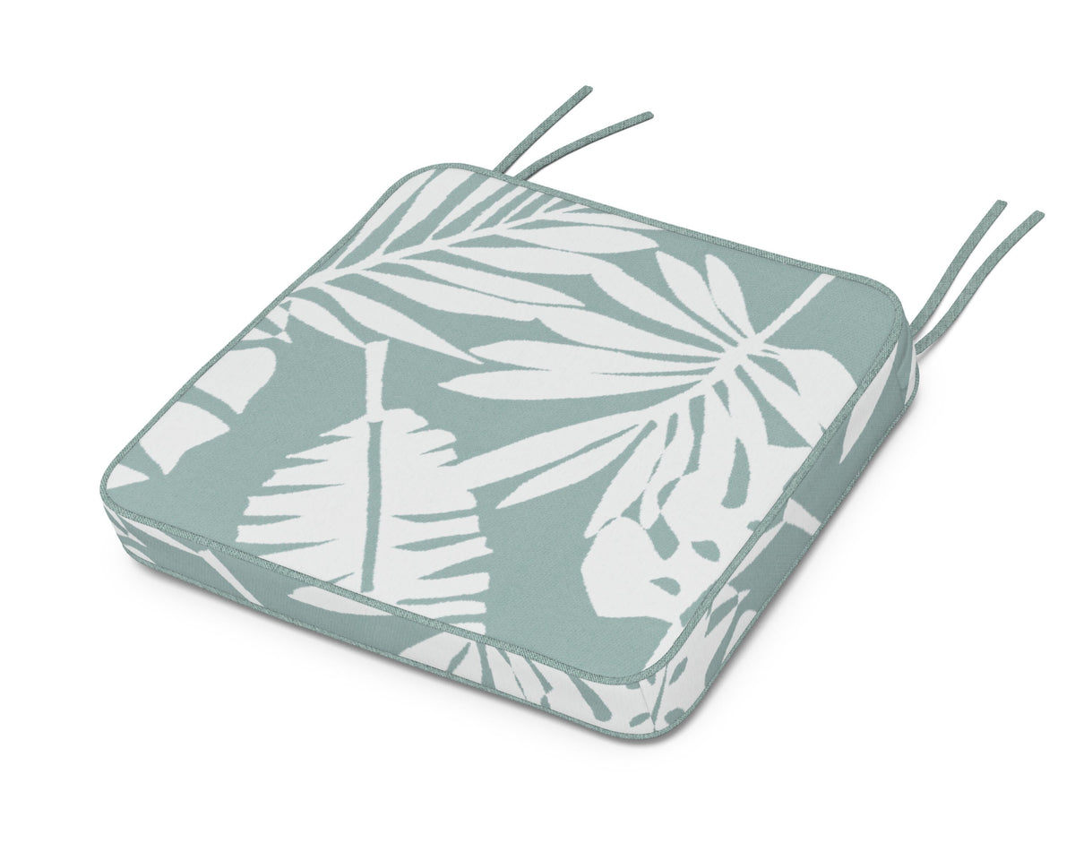 POLYWOOD Chinoiserie Arm Chair Seat Cushion in Leaf Glacier Spa