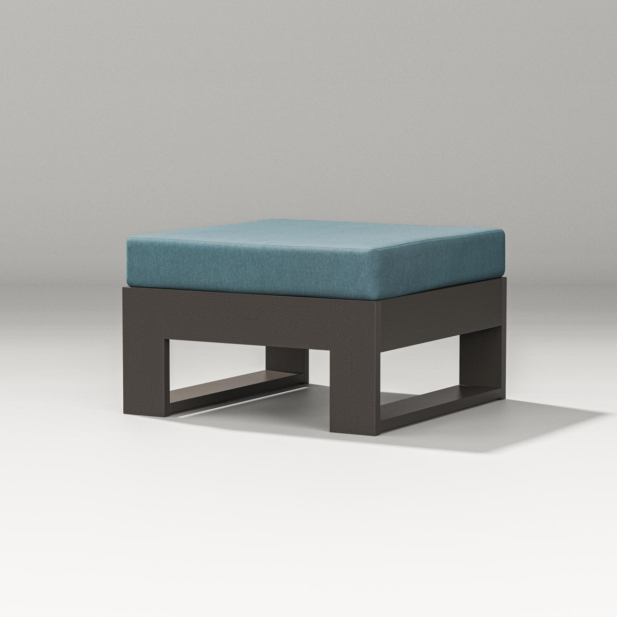 POLYWOOD Latitude Lounge Ottoman in Vintage Coffee / Ocean Teal