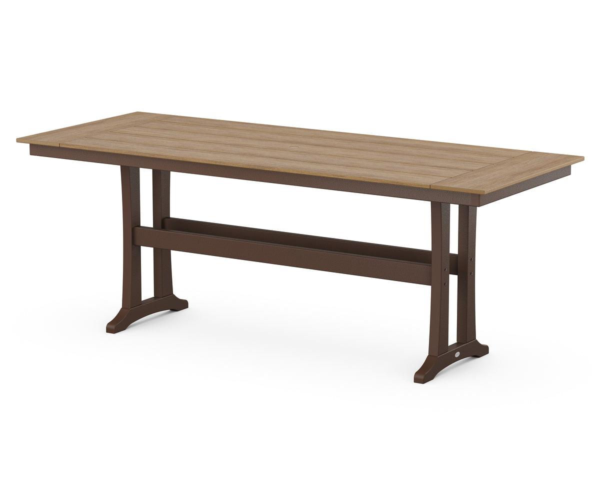 POLYWOOD Farmhouse Trestle 38" x 96" Counter Table in Mahogany / Natural