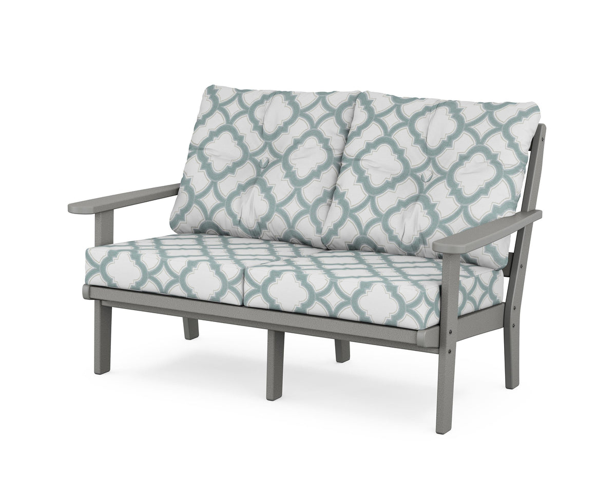 POLYWOOD Mission Deep Seating Loveseat in Slate Grey / Trellis Glacier Spa
