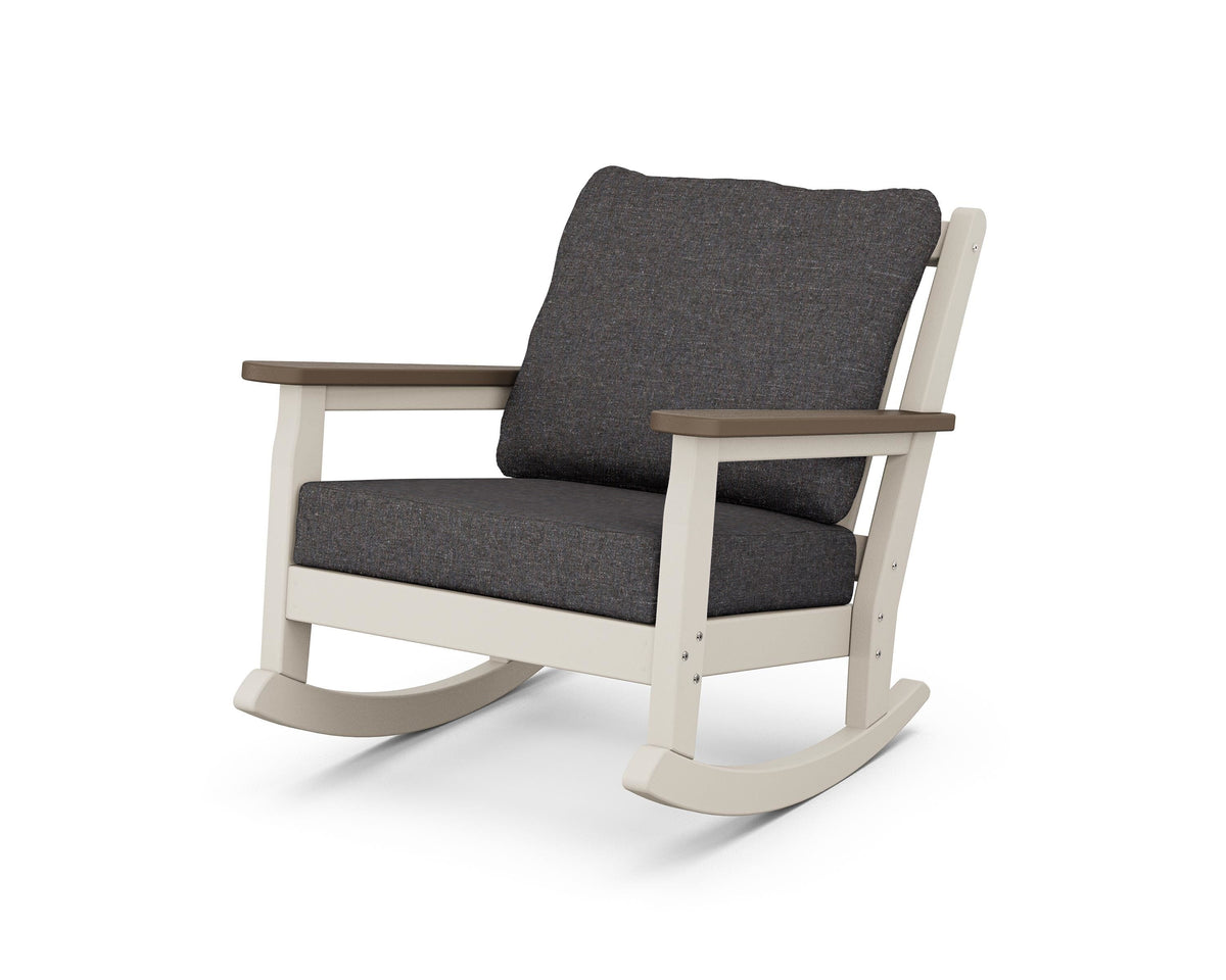 POLYWOOD Chippendale Deep Seating Rocking Chair in Sand / Kona / Ash Charcoal