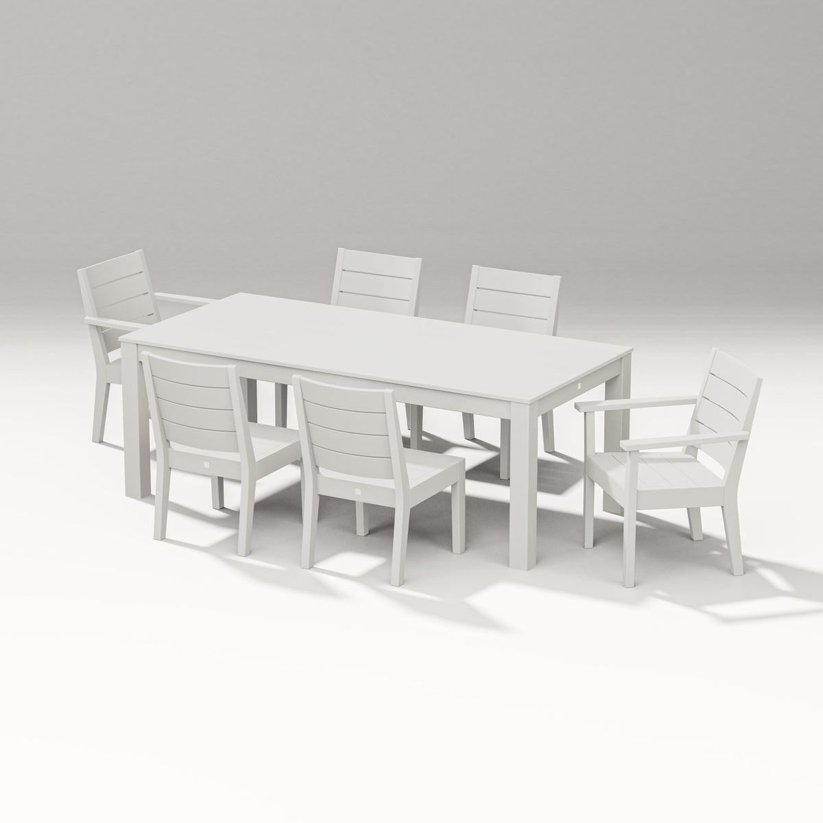POLYWOOD Latitude 7-Piece Dining Set - 84" Table in Vintage White
