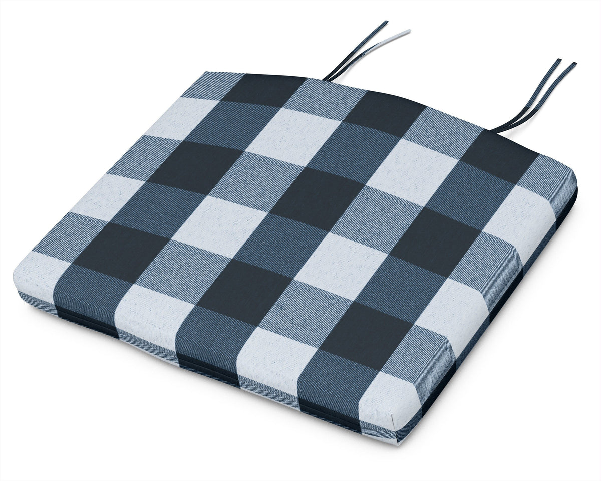 POLYWOOD Standard Seat Cushion 17"D x 20.5"W x 2.5"H in Buffalo Plaid Marine Indigo